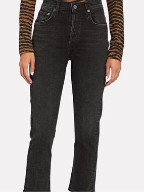 Agolde Riley high rise straight black Jeans